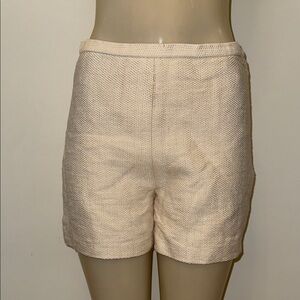 Massimo Dutti High Waist Cream Shorts Flat Front Viscose Blend